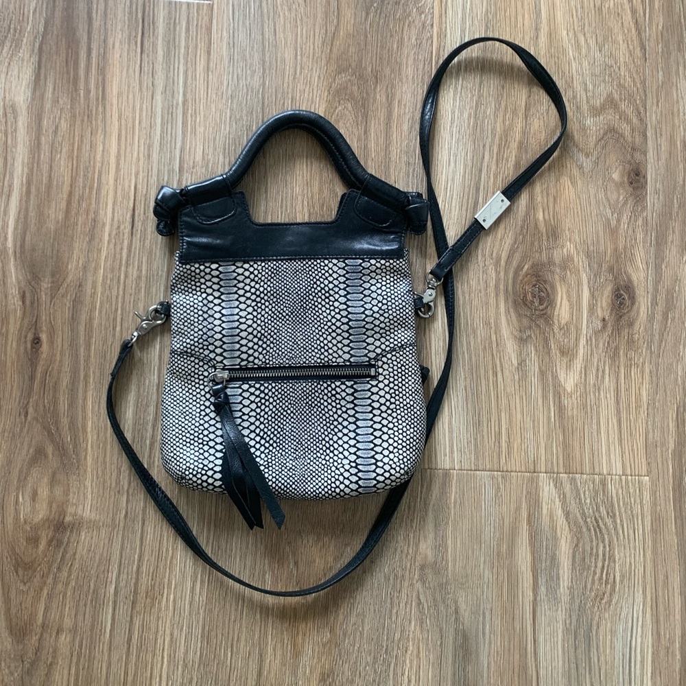 Foley + Corinna Mini Disco City Snake Black Blue Hand Leather Crossbody Bag